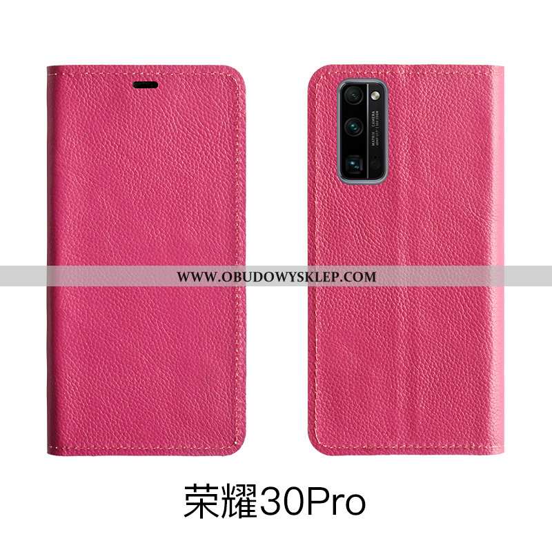 Etui Honor 30 Pro Ochraniacz Wzór, Futerał Honor 30 Pro Prawdziwa Skóra Różowy