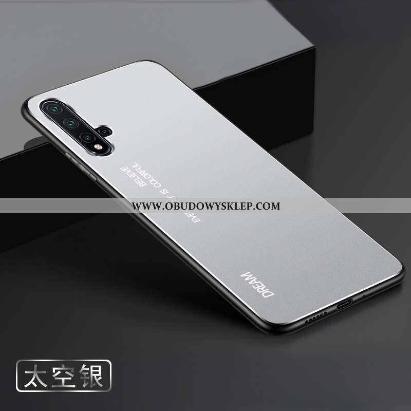 Etui Huawei Nova 5t Metal Futerał Etui, Huawei Nova 5t Nubuku Srebro Srebrne