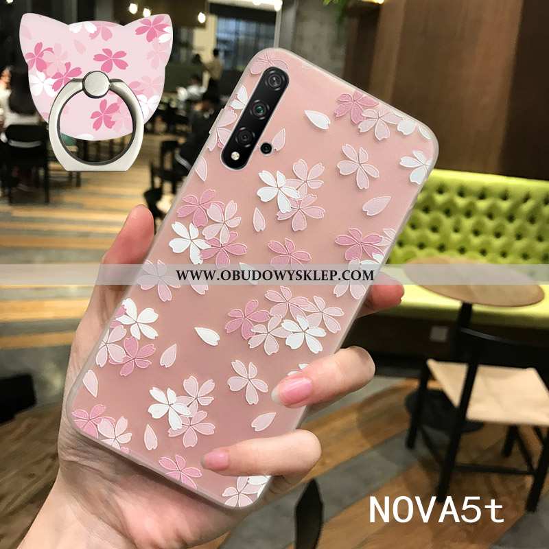 Etui Huawei Nova 5t Nubuku Anti-fall Silikonowe, Futerał Huawei Nova 5t Osobowość Cienkie Rozowa