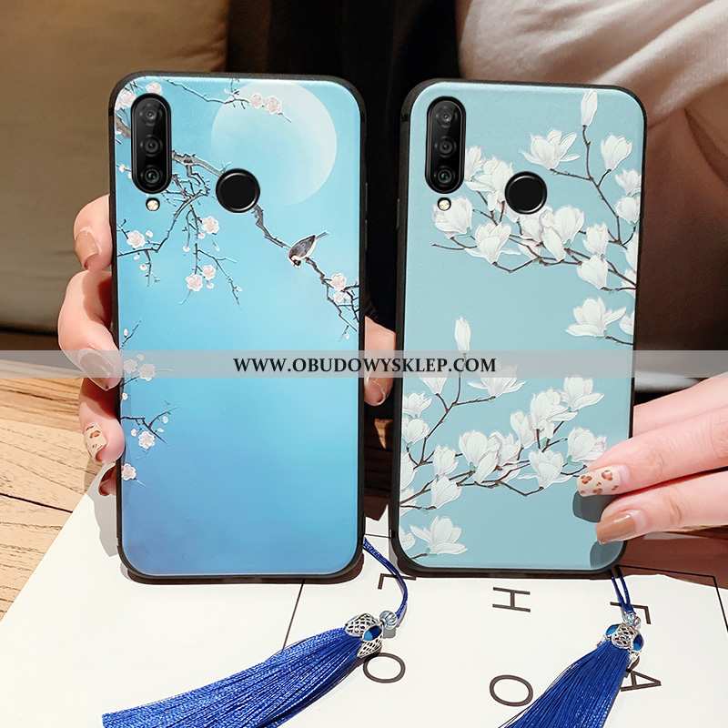 Etui Huawei P30 Lite Ochraniacz Super Vintage, Futerał Huawei P30 Lite Relief Anti-fall Niebieska