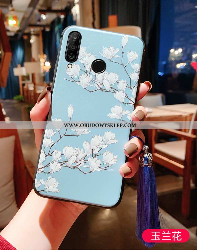 Etui Huawei P30 Lite Ochraniacz Super Vintage, Futerał Huawei P30 Lite Relief Anti-fall Niebieska