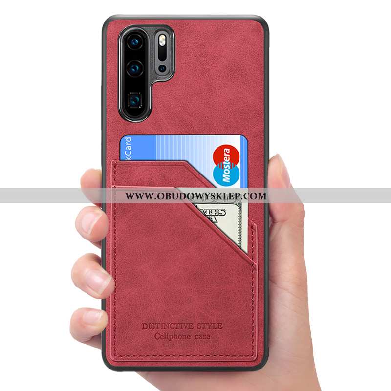 Etui Huawei P30 Pro Skórzane Telefon Komórkowy Futerał, Futerał Huawei P30 Pro Portfel Czerwona