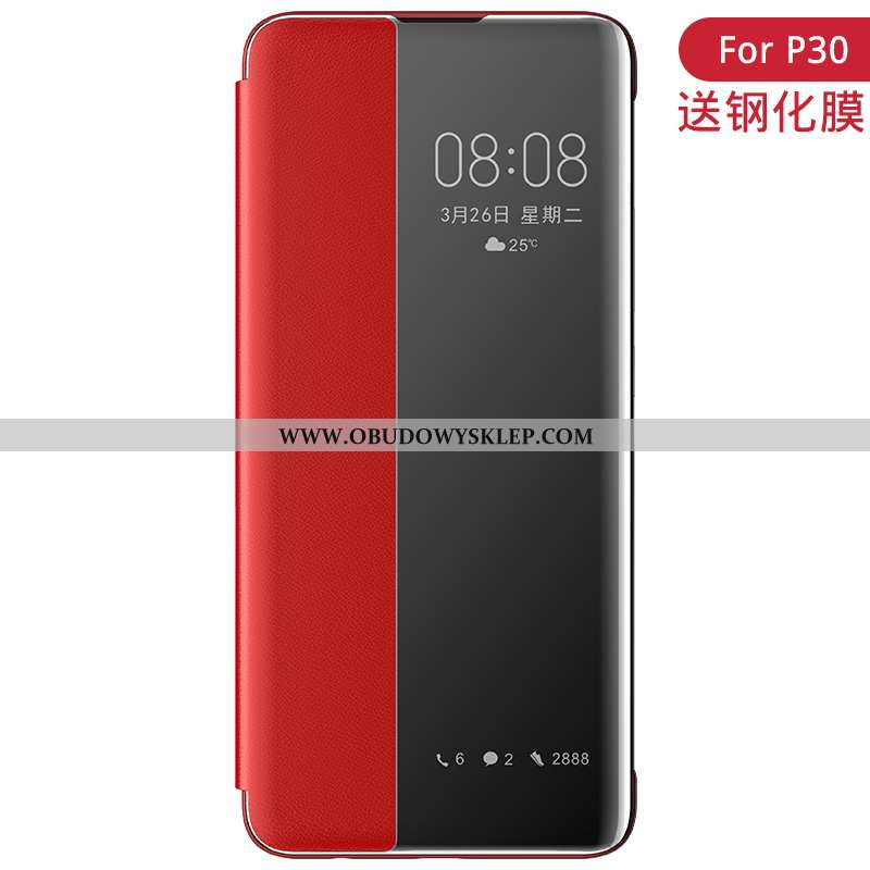 Etui Huawei P30 Skóra Telefon Komórkowy Etui, Futerał Huawei P30 Akcesoria All Inclusive Czerwona