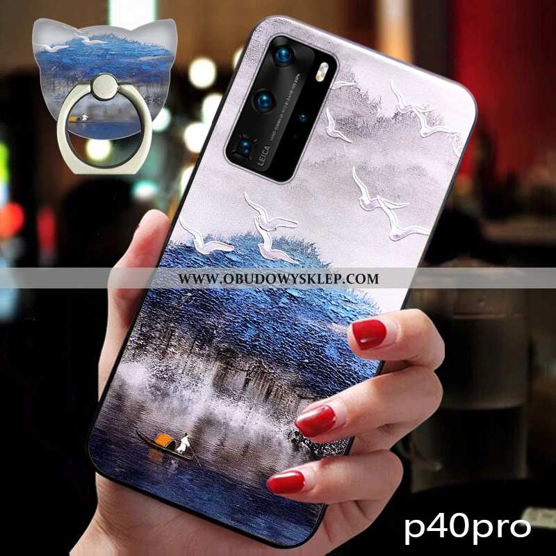 Etui Huawei P40 Pro Silikonowe All Inclusive Miękki, Futerał Huawei P40 Pro Ochraniacz Ciemno Niebie