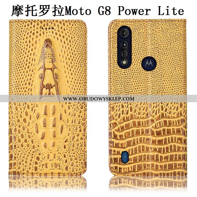 Etui Moto G8 Power Lite Ochraniacz Futerał Anti-fall, Moto G8 Power Lite Prawdziwa Skóra Pokrowce Żó