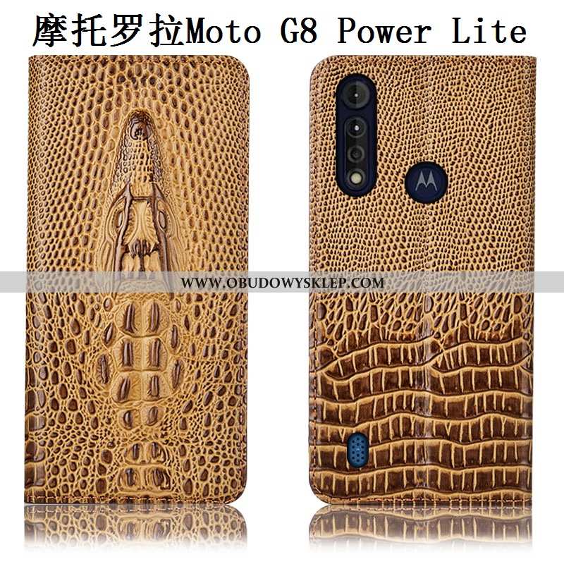 Etui Moto G8 Power Lite Ochraniacz Futerał Anti-fall, Moto G8 Power Lite Prawdziwa Skóra Pokrowce Żó