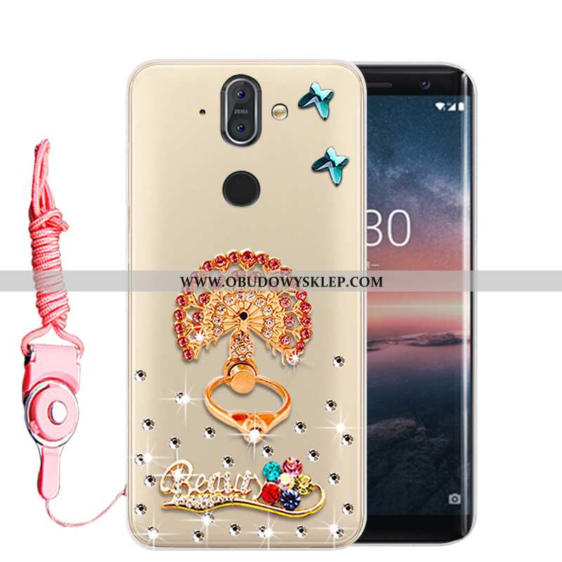 Etui Nokia 8 Sirocco Rhinestone Wysoki Etui, Futerał Nokia 8 Sirocco Miękki Ochraniacz Złote