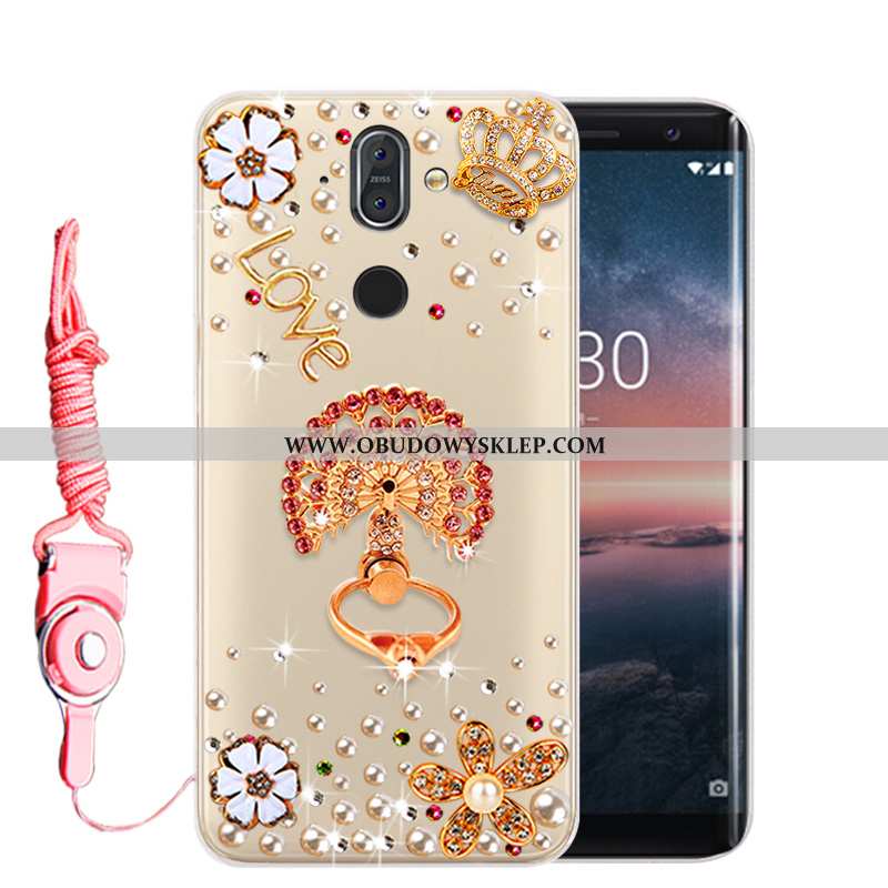 Etui Nokia 8 Sirocco Rhinestone Wysoki Etui, Futerał Nokia 8 Sirocco Miękki Ochraniacz Złote