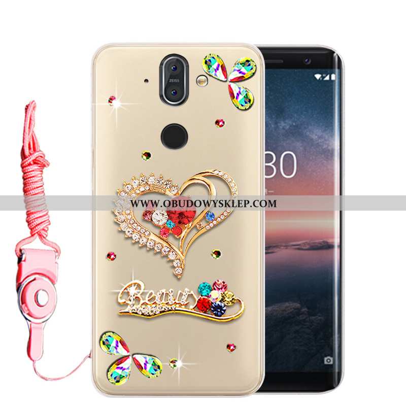 Etui Nokia 8 Sirocco Rhinestone Wysoki Etui, Futerał Nokia 8 Sirocco Miękki Ochraniacz Złote