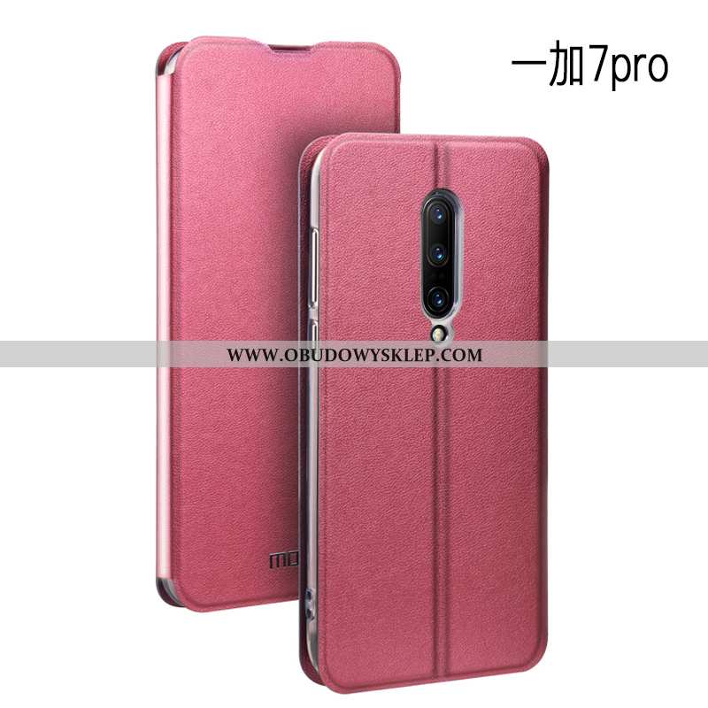 Etui Oneplus 7 Pro Skórzane Czerwony Cienkie, Futerał Oneplus 7 Pro Trendy Silikonowe Czerwona