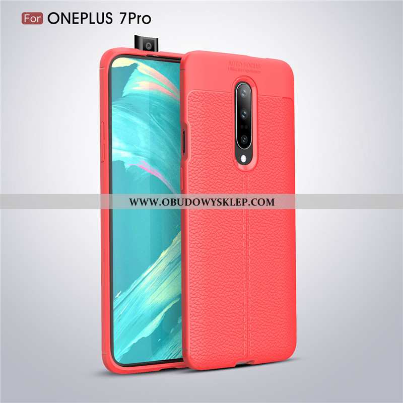 Etui Oneplus 7 Pro Wzór Skóra Antypoślizgowe, Futerał Oneplus 7 Pro Miękki Ochraniacz Czarna