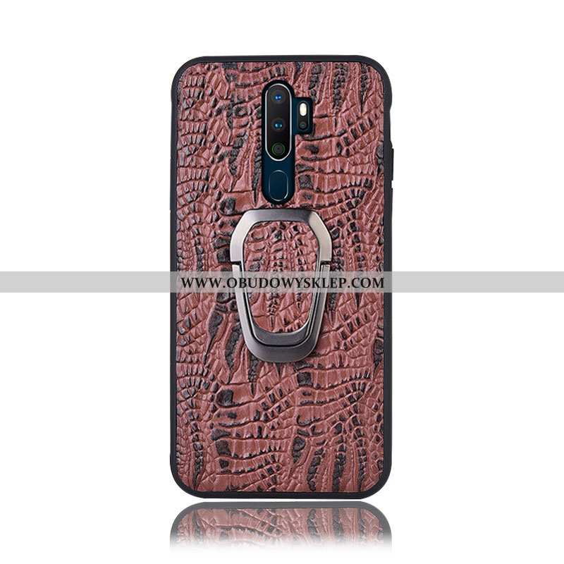 Etui Oppo A9 2020 Skórzane Wspornik Brązowy, Futerał Oppo A9 2020 Ochraniacz Kawowy