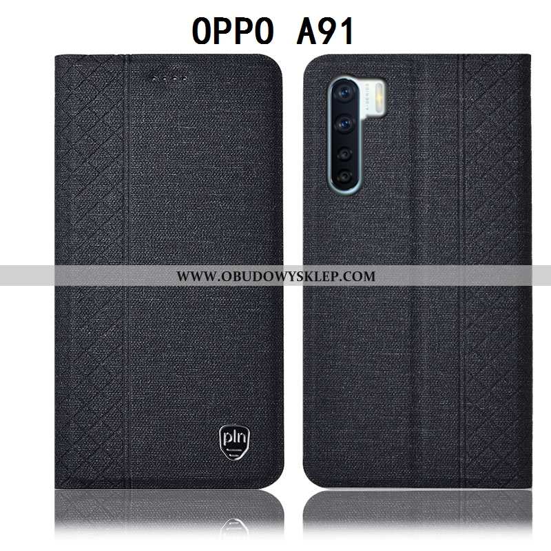 Etui Oppo A91 Skórzane Futerał Anti-fall, Oppo A91 Ochraniacz Telefon Komórkowy Czarna