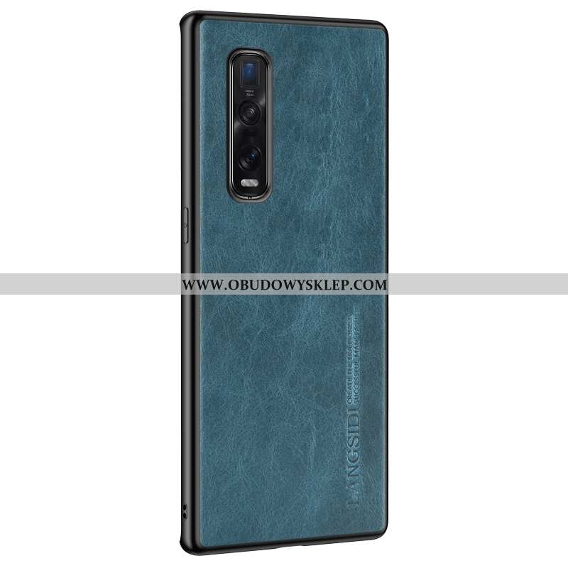 Etui Oppo Find X2 Pro Kreatywne Niebieski Anti-fall, Futerał Oppo Find X2 Pro Prawdziwa Skóra Telefo