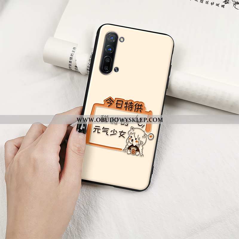 Etui Oppo Reno 3 Miękki Trendy Relief, Futerał Oppo Reno 3 Silikonowe Anti-fall Beżowa