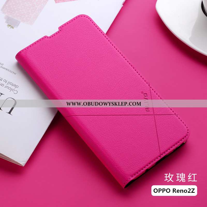 Etui Oppo Reno2 Z Ochraniacz Miękki, Futerał Oppo Reno2 Z Skórzane Niebieski Niebieska