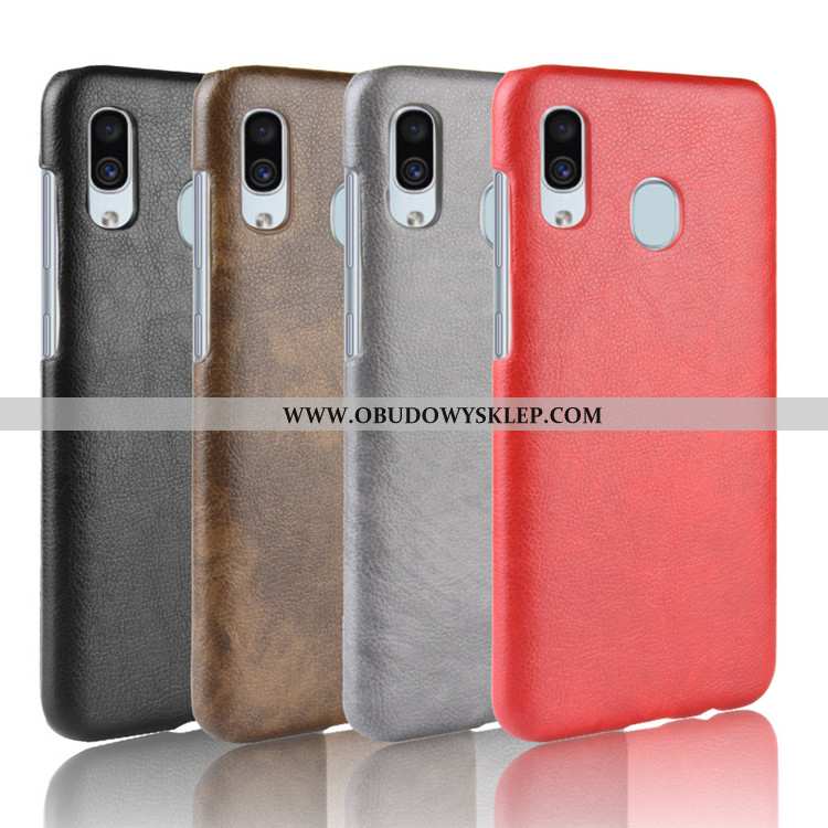 Etui Samsung Galaxy A20e Skóra Litchi Czerwony, Futerał Samsung Galaxy A20e Wzór Trudno Czerwona