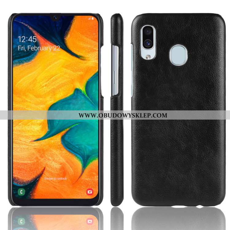 Etui Samsung Galaxy A20e Skóra Litchi Czerwony, Futerał Samsung Galaxy A20e Wzór Trudno Czerwona