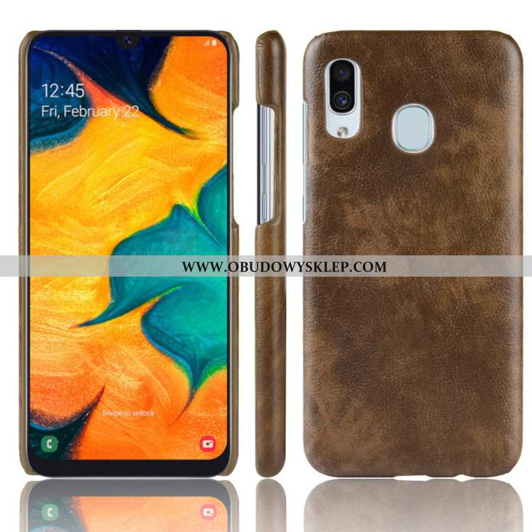 Etui Samsung Galaxy A20e Skóra Litchi Czerwony, Futerał Samsung Galaxy A20e Wzór Trudno Czerwona