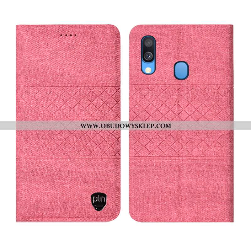 Etui Samsung Galaxy A40 Skórzane W Kratę, Futerał Samsung Galaxy A40 Ochraniacz Szary Szara