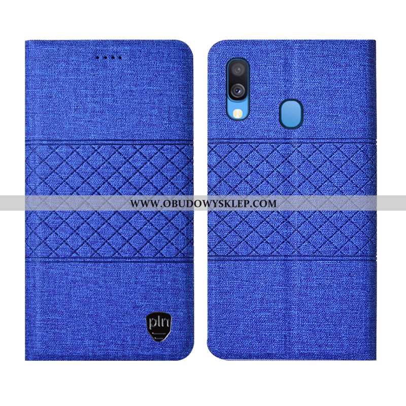 Etui Samsung Galaxy A40 Skórzane W Kratę, Futerał Samsung Galaxy A40 Ochraniacz Szary Szara