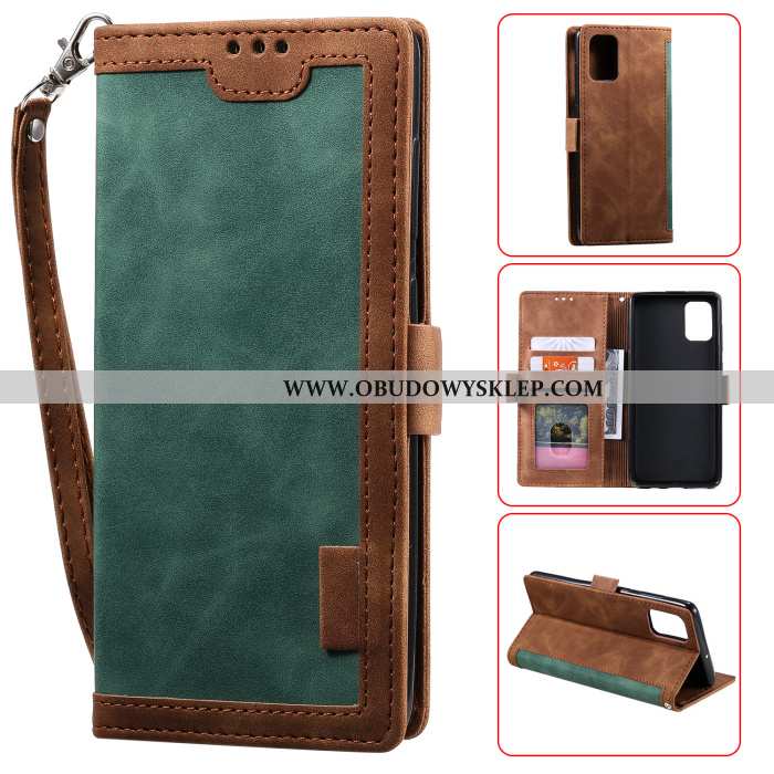 Etui Samsung Galaxy A41 Vintage Zielony Klapa, Futerał Samsung Galaxy A41 Skórzane Telefon Komórkowy