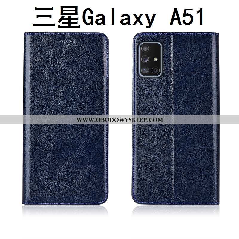 Etui Samsung Galaxy A51 Prawdziwa Skóra Skórzane Nubuku, Futerał Samsung Galaxy A51 Wzór Nowy Kawowy