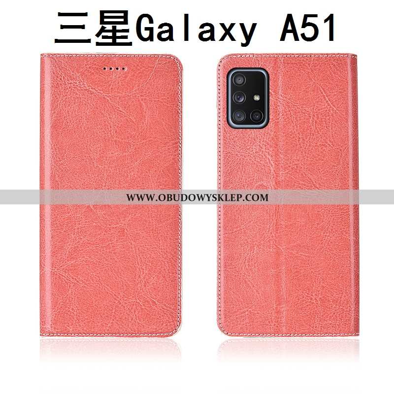 Etui Samsung Galaxy A51 Prawdziwa Skóra Skórzane Nubuku, Futerał Samsung Galaxy A51 Wzór Nowy Kawowy