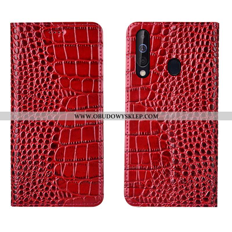 Etui Samsung Galaxy A60 Prawdziwa Skóra Czerwony Etui, Futerał Samsung Galaxy A60 Skórzane Gwiazda C