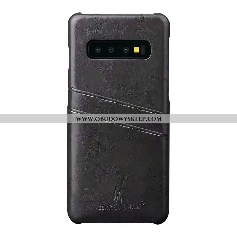 Etui Samsung Galaxy S10+ Kreatywne Antypoślizgowe Czarny, Futerał Samsung Galaxy S10+ Skóra Skórzane