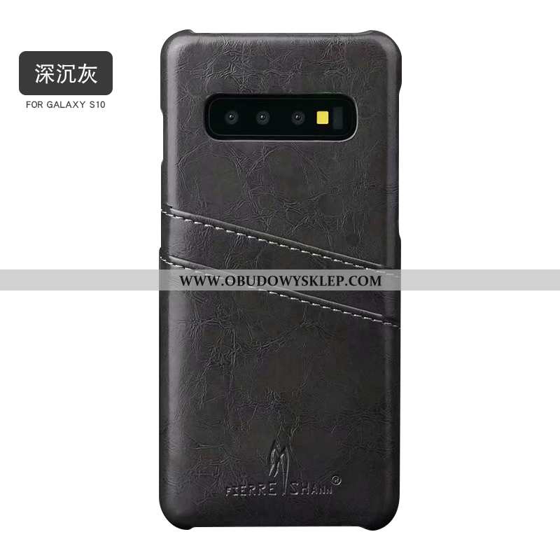 Etui Samsung Galaxy S10+ Kreatywne Antypoślizgowe Czarny, Futerał Samsung Galaxy S10+ Skóra Skórzane