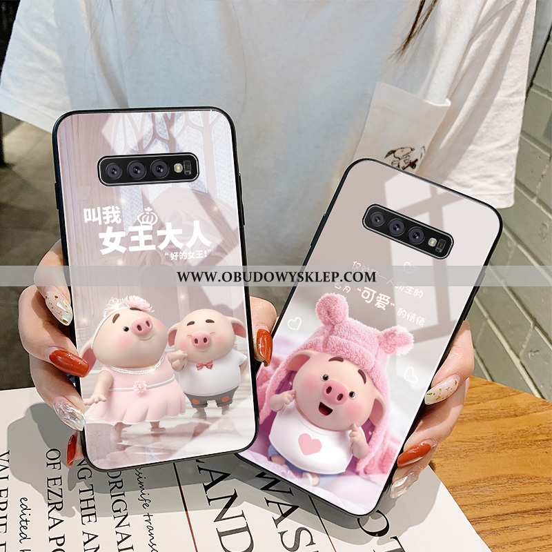 Etui Samsung Galaxy S10 Kreatywne Szkło Mały, Futerał Samsung Galaxy S10 Kreskówka Silikonowe Rozowa