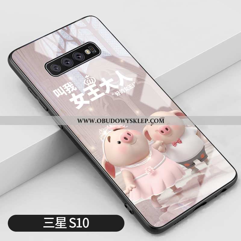 Etui Samsung Galaxy S10 Kreatywne Szkło Mały, Futerał Samsung Galaxy S10 Kreskówka Silikonowe Rozowa