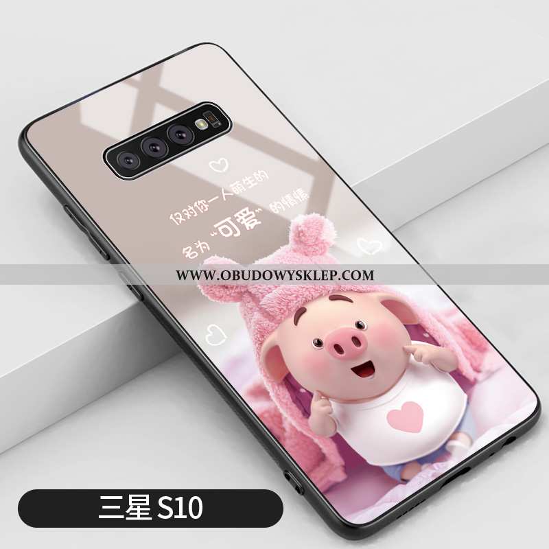 Etui Samsung Galaxy S10 Kreatywne Szkło Mały, Futerał Samsung Galaxy S10 Kreskówka Silikonowe Rozowa