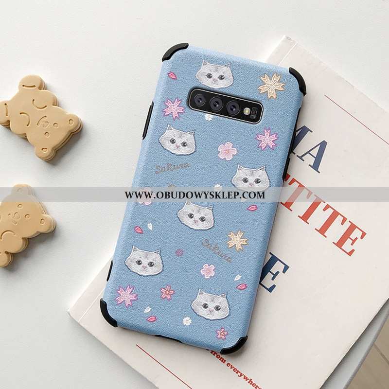 Etui Samsung Galaxy S10+ Ochraniacz Piękny Wzór, Futerał Samsung Galaxy S10+ Skórzane Niebieski Nieb