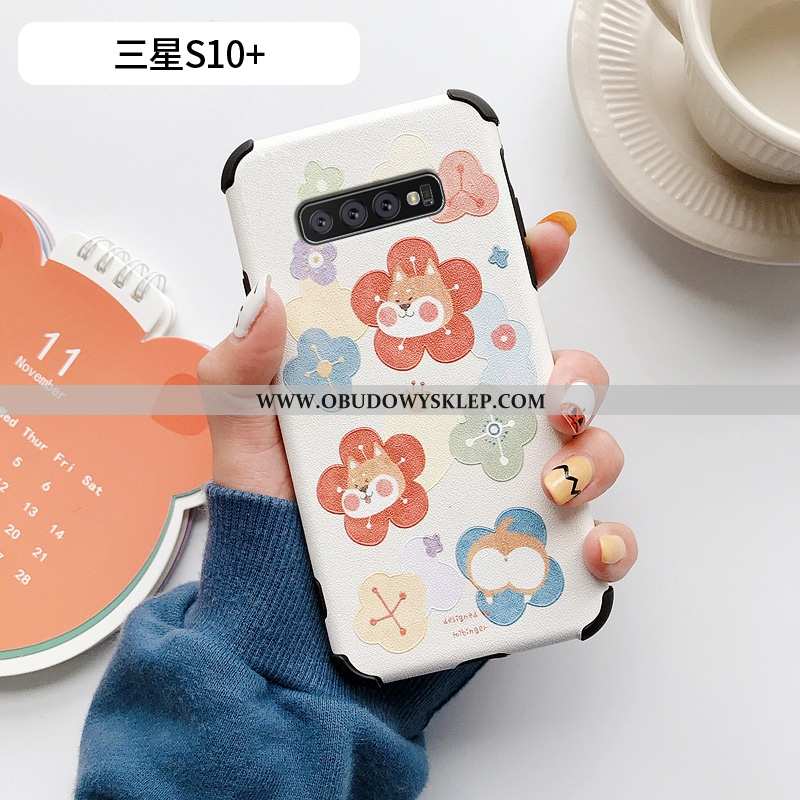 Etui Samsung Galaxy S10+ Ochraniacz Piękny Wzór, Futerał Samsung Galaxy S10+ Skórzane Niebieski Nieb