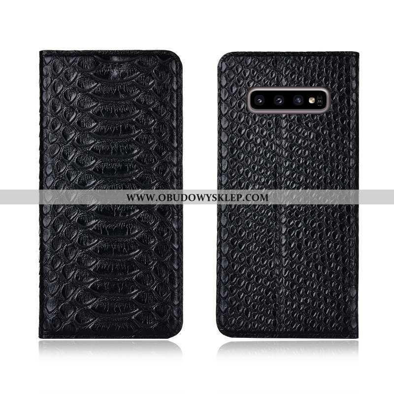 Etui Samsung Galaxy S10 Skórzane Futerał Klapa, Samsung Galaxy S10 Prawdziwa Skóra Anti-fall Czarna