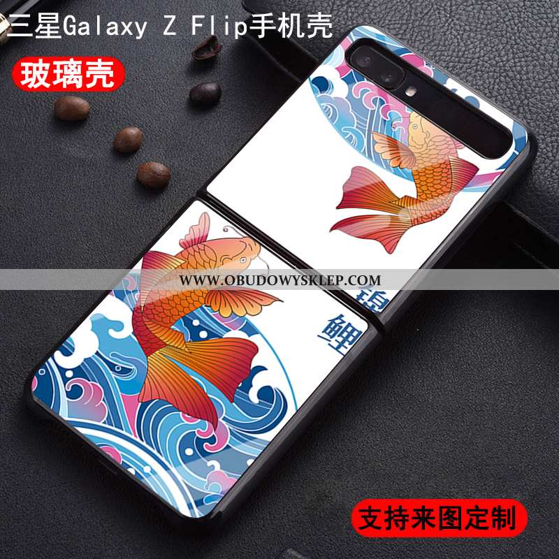 Etui Samsung Z Flip Trendy Biały Szkło, Futerał Samsung Z Flip Silikonowe Biała