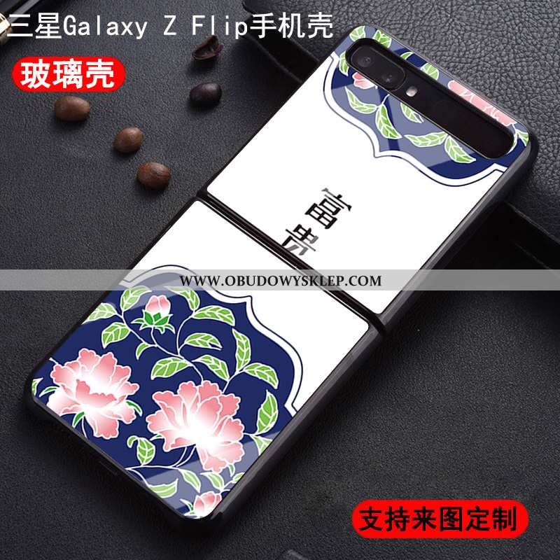 Etui Samsung Z Flip Trendy Biały Szkło, Futerał Samsung Z Flip Silikonowe Biała