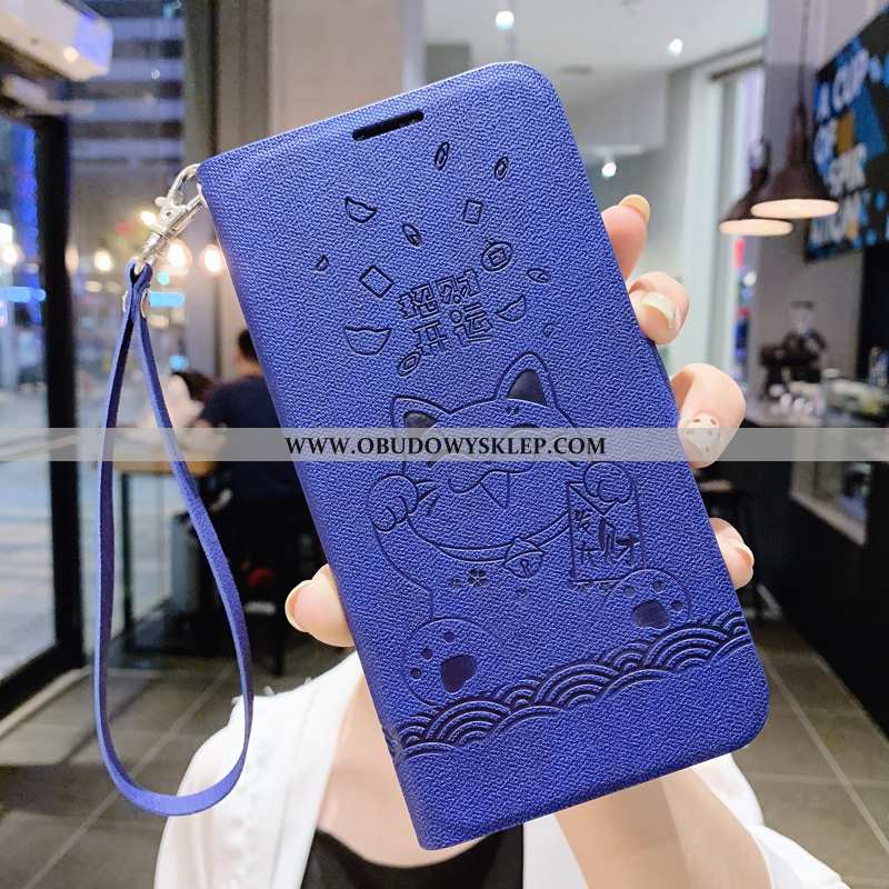 Etui Xiaomi Mi 9 Lite Wiszące Ozdoby Silikonowe, Futerał Xiaomi Mi 9 Lite Vintage Kotek Niebieska