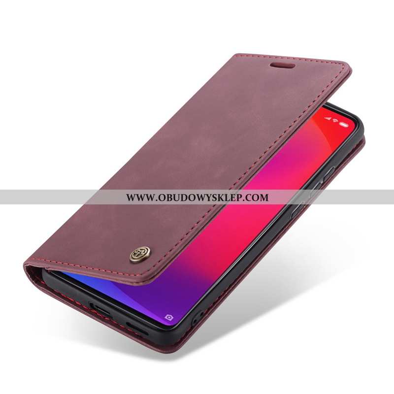 Etui Xiaomi Mi 9t Skórzane Futerał Karta, Xiaomi Mi 9t Pokrowce Wino Czerwone Bordowa