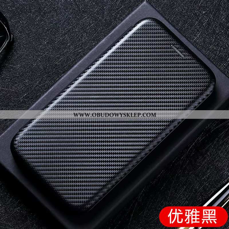 Etui Xiaomi Mi Note 10 Skórzane Włókno Mały, Futerał Xiaomi Mi Note 10 Anti-fall Czarny Czarna