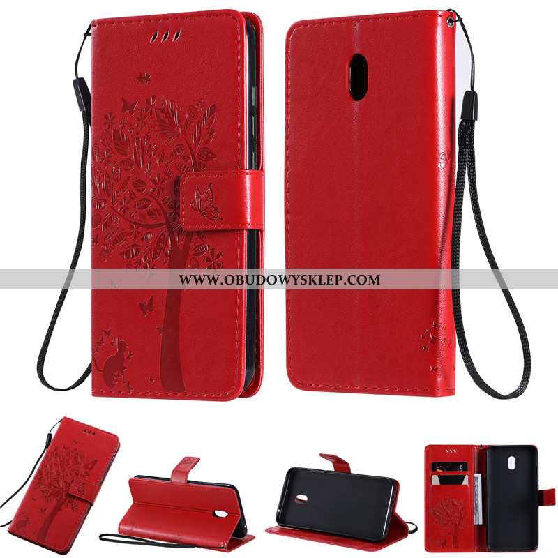 Etui Xiaomi Redmi 8a Skórzane Obudowa All Inclusive, Futerał Xiaomi Redmi 8a Czerwony Purpurowy Fiol