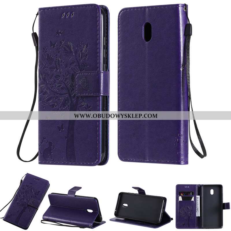 Etui Xiaomi Redmi 8a Skórzane Obudowa All Inclusive, Futerał Xiaomi Redmi 8a Czerwony Purpurowy Fiol