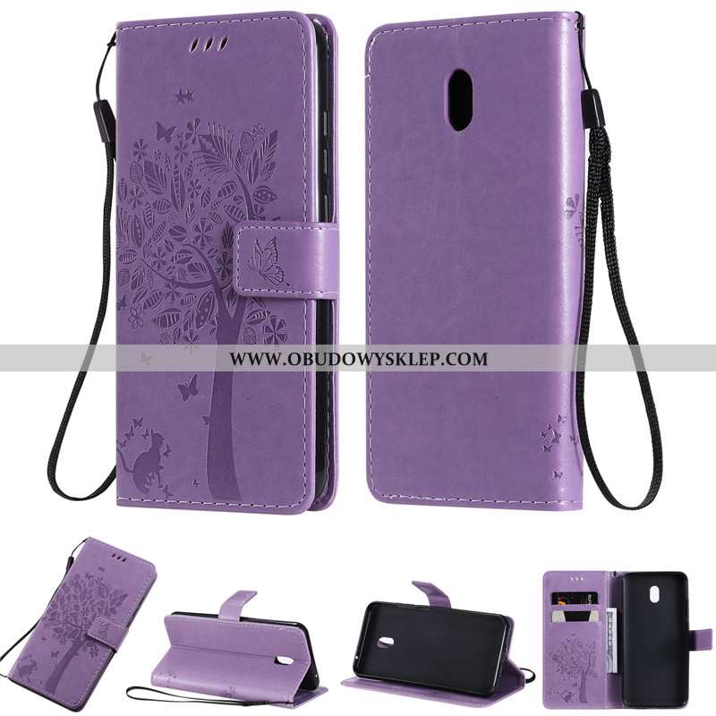 Etui Xiaomi Redmi 8a Skórzane Obudowa All Inclusive, Futerał Xiaomi Redmi 8a Czerwony Purpurowy Fiol