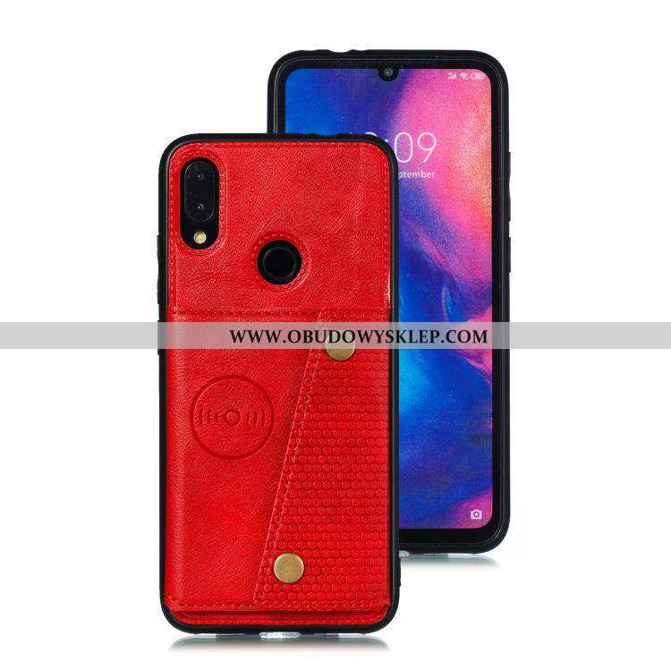 Etui Xiaomi Redmi Note 7 Silikonowe Futerał Karta, Xiaomi Redmi Note 7 Ochraniacz Czerwony Czarna