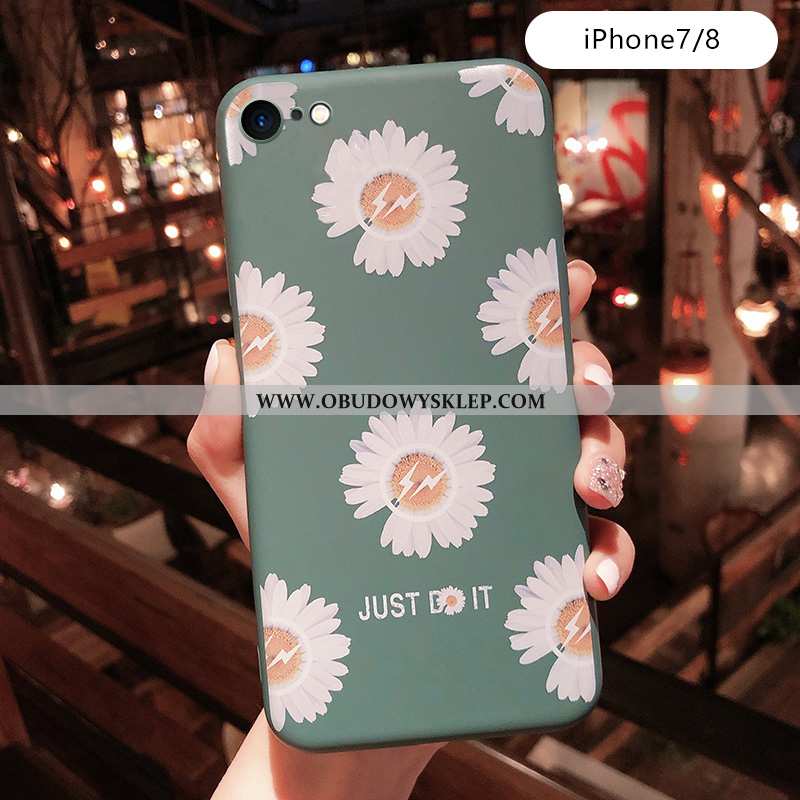 Etui iPhone 7 Kreatywne Miękki Kwiaty, Futerał iPhone 7 Trendy Silikonowe Zielone