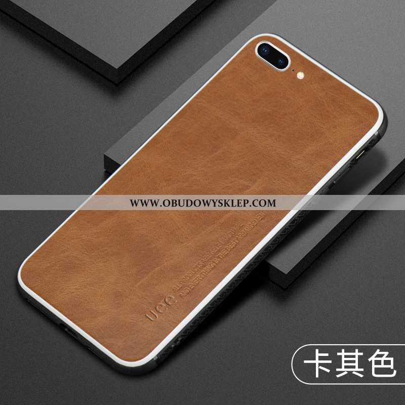 Etui iPhone 8 Plus Kreatywne Górna Skóra Osobowość, Futerał iPhone 8 Plus Skóra Oryginalne Khaki