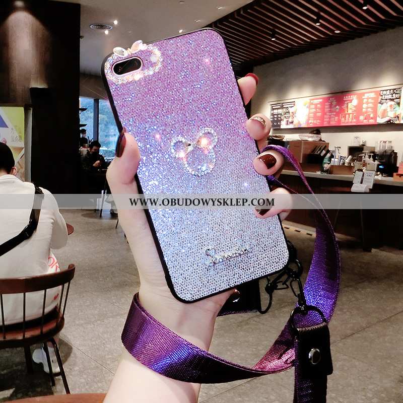 Etui iPhone 8 Plus Rhinestone Anti-fall Silikonowe, Futerał iPhone 8 Plus Osobowość Proste Fioletowy