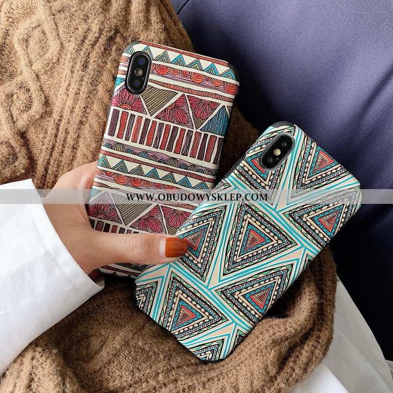 Etui iPhone X Relief Niebieski Telefon Komórkowy, Futerał iPhone X Vintage Anti-fall Niebieska